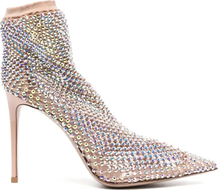 110mm Crystal-Embellished Perforated Pumps