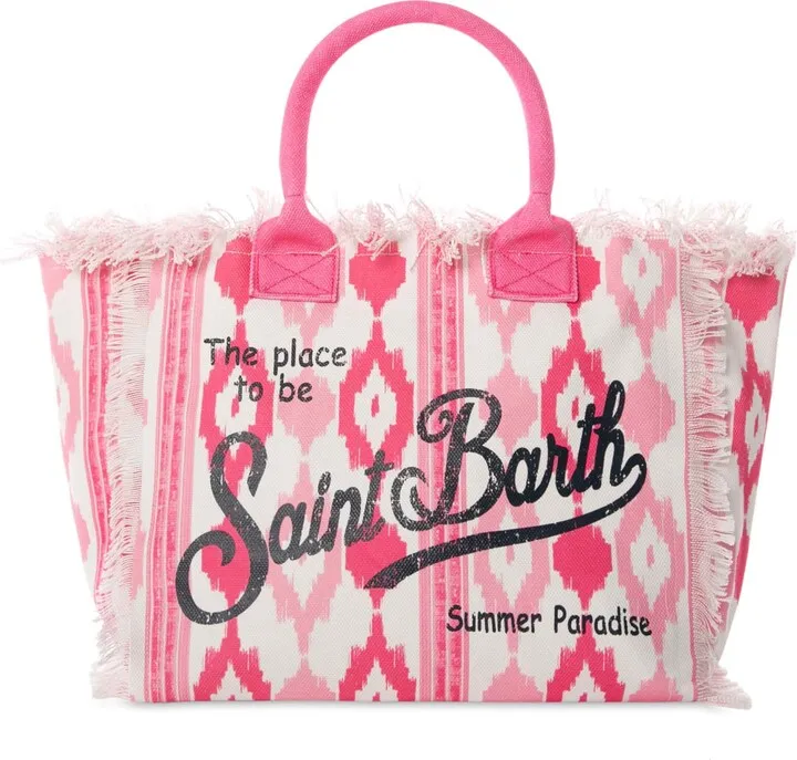 Vanity Canvas Shoulder Bag With Ikat Pattern