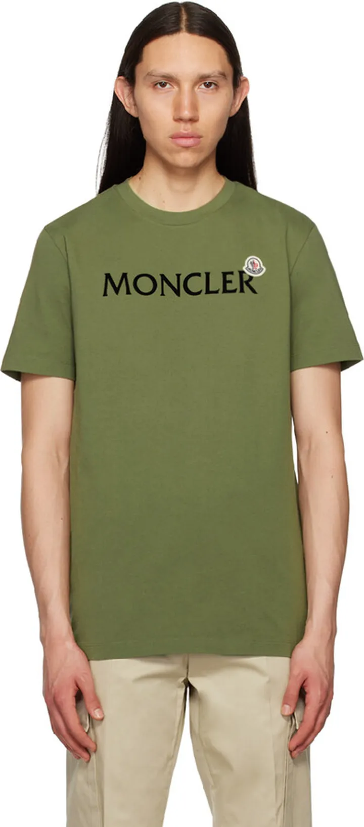 Moncler Khaki Flocked T-Shirt