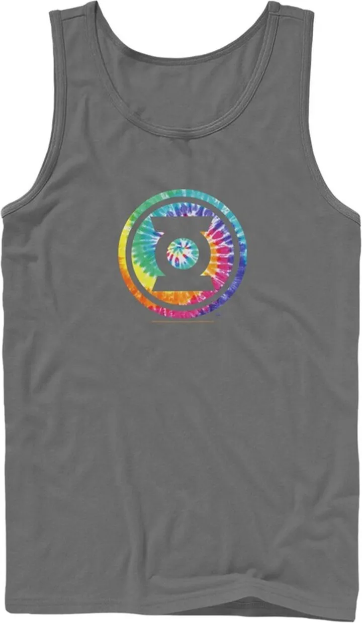 Men's Justice League Tie Dye Logo Tank Top - Charcoal - X Large