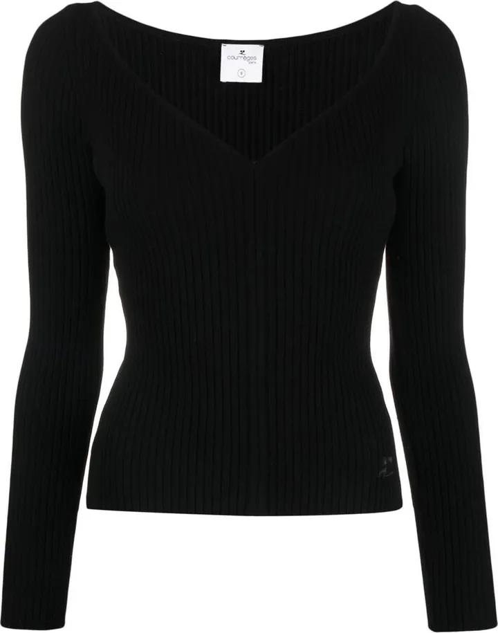 V-neck ribbed jumper