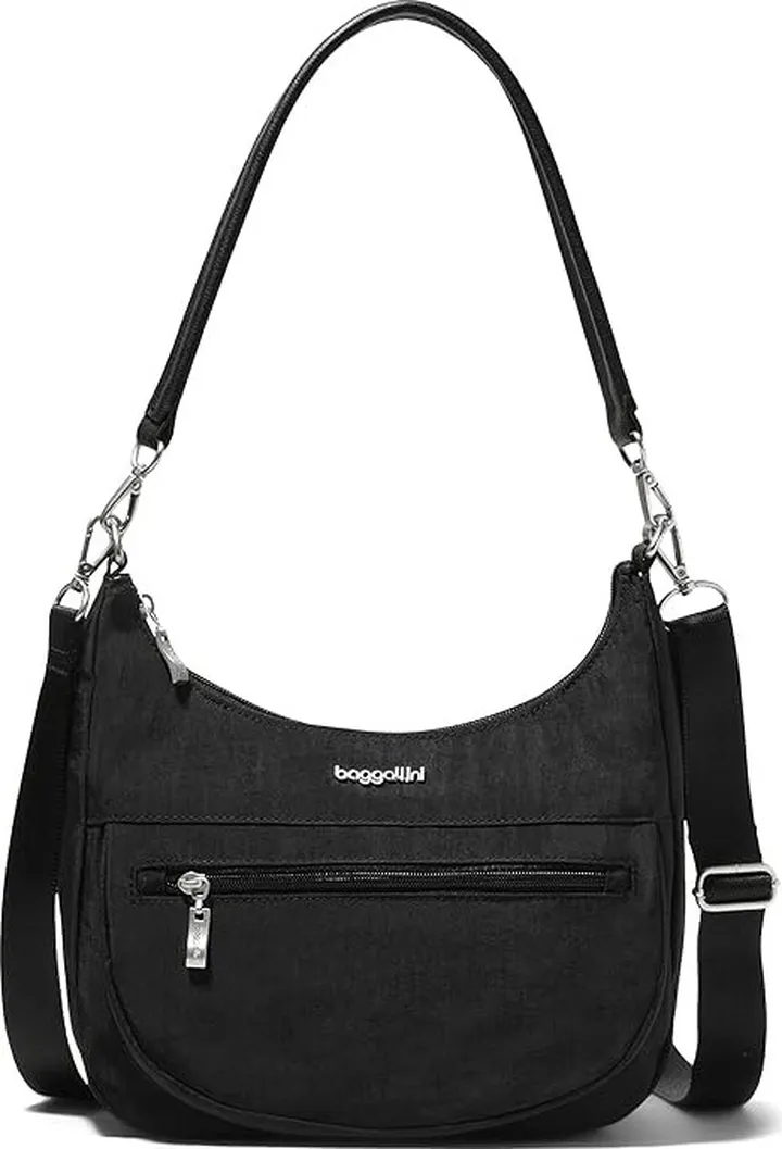 Baggallini Modern Pocket Half Moon Bag (Black) Handbags