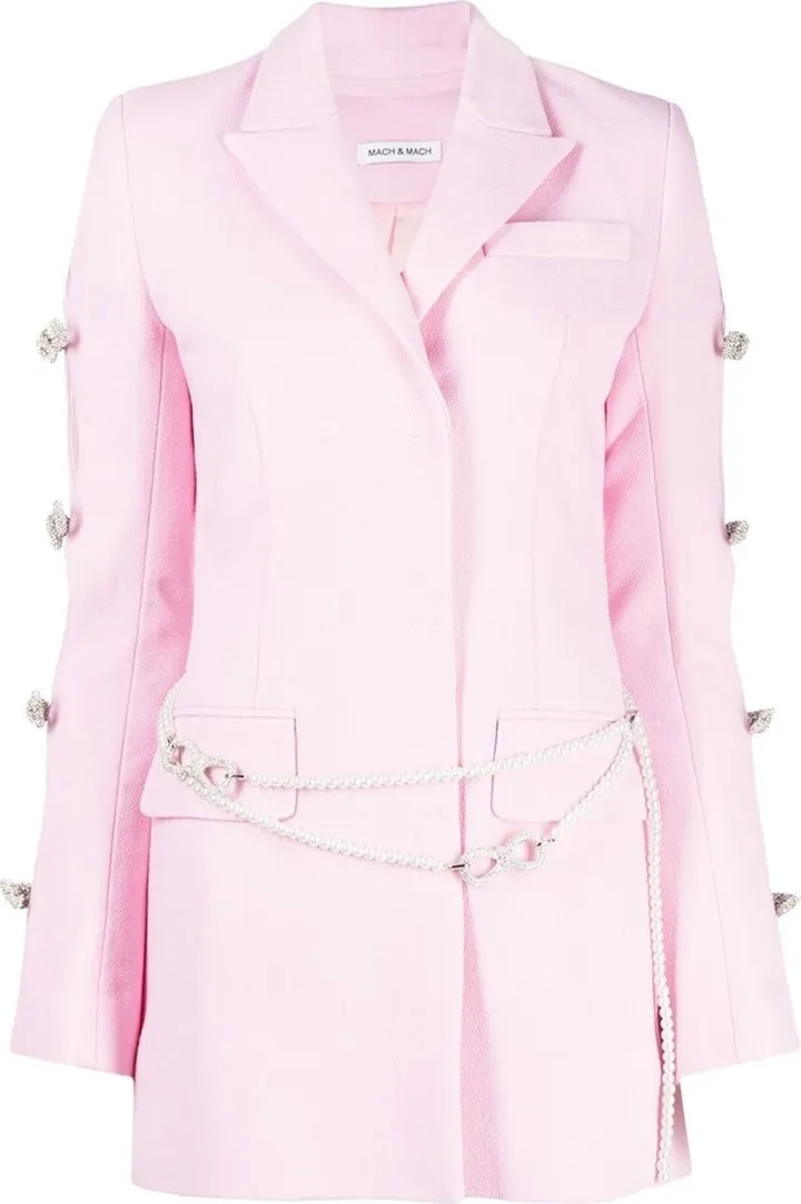 Crystal-Bow Cut-Out Blazer Dress