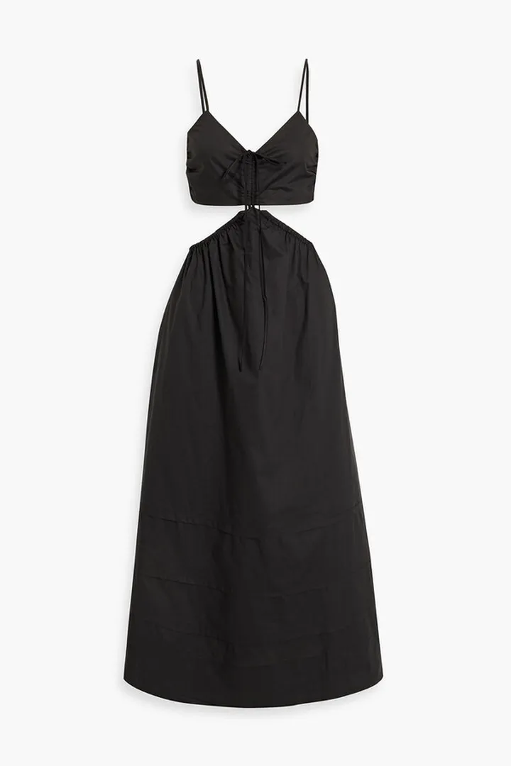 Baylee cutout gathered cotton-poplin midi dress