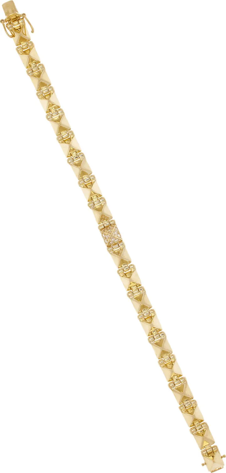 Women's Small Spike 18K Yellow Gold Diamond Bracelet