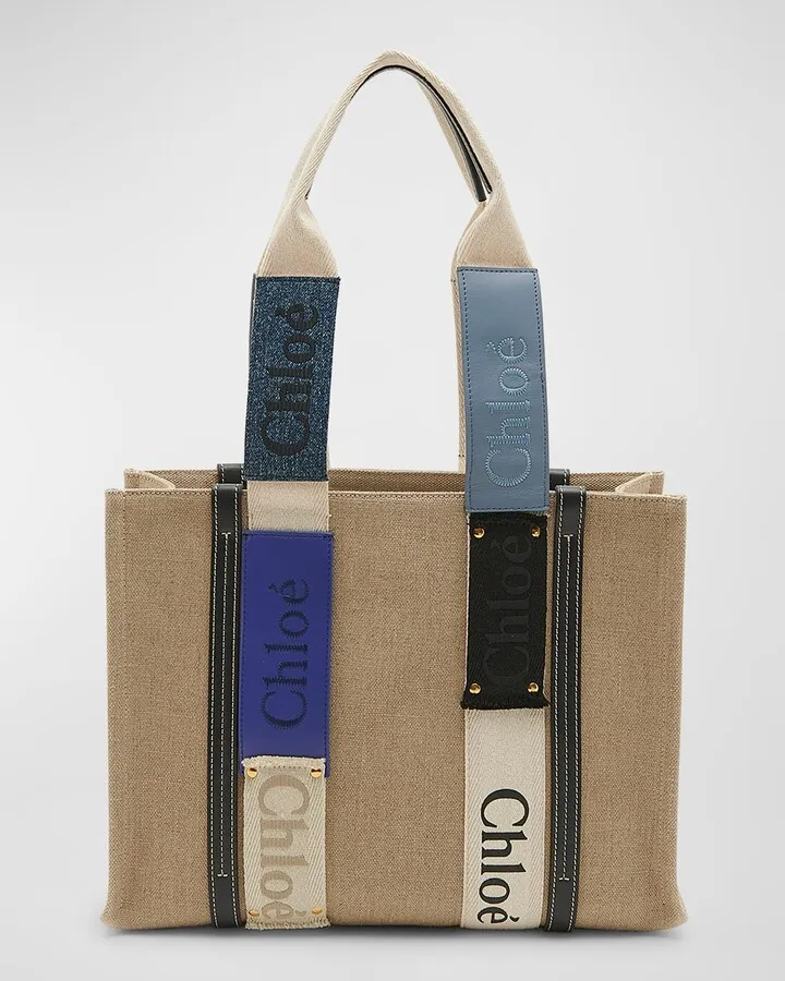 Woody Medium Logo Patches Tote Bag