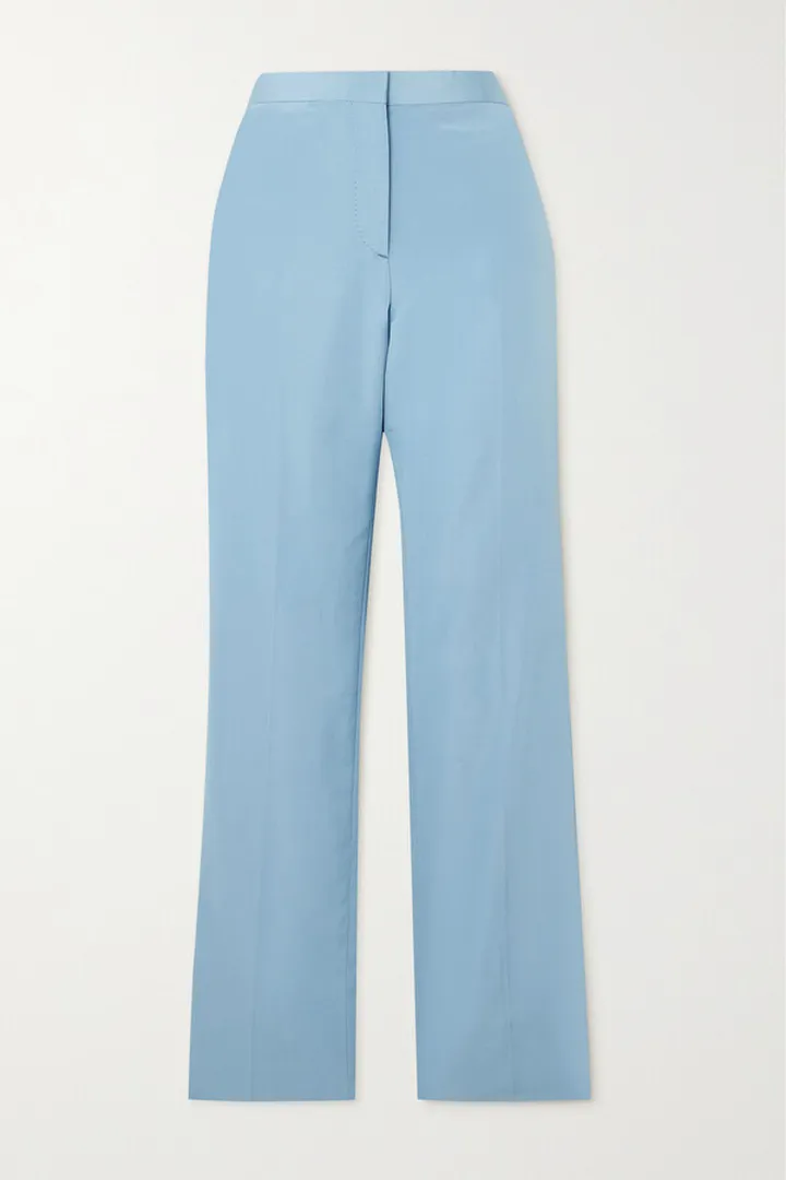 Brioni - Silk And Cotton-blend Straight-leg Pants - Blue