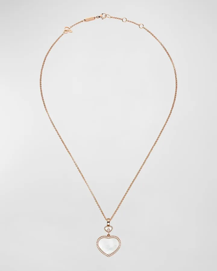 Happy Heart Rose Gold Mother-of-Pearl and Diamond Pendant Necklace