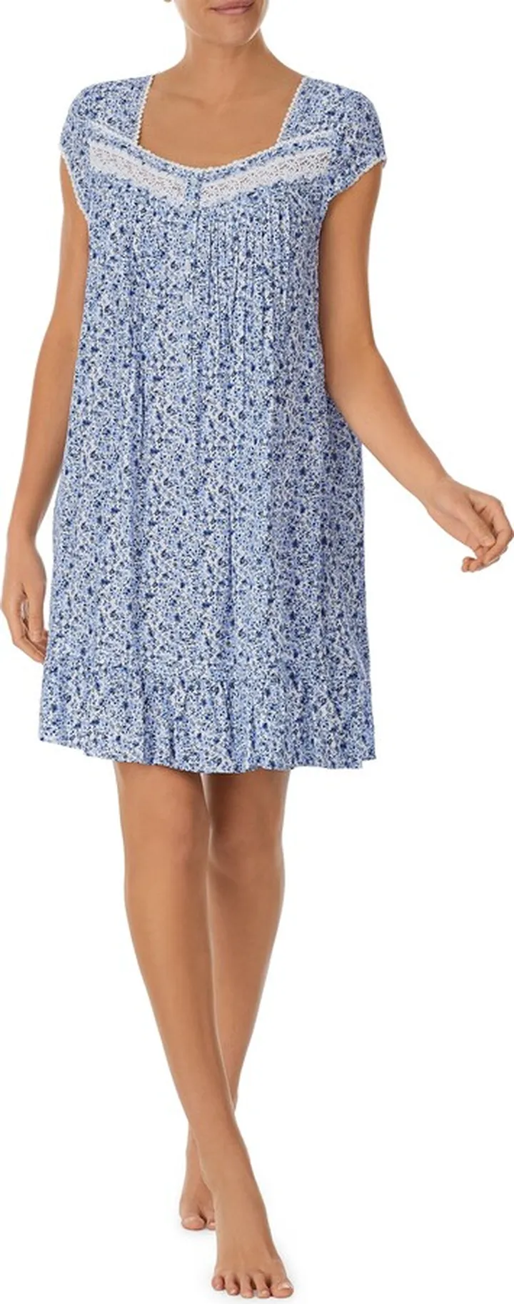 Floral Print Cap Sleeve Short Nightgown