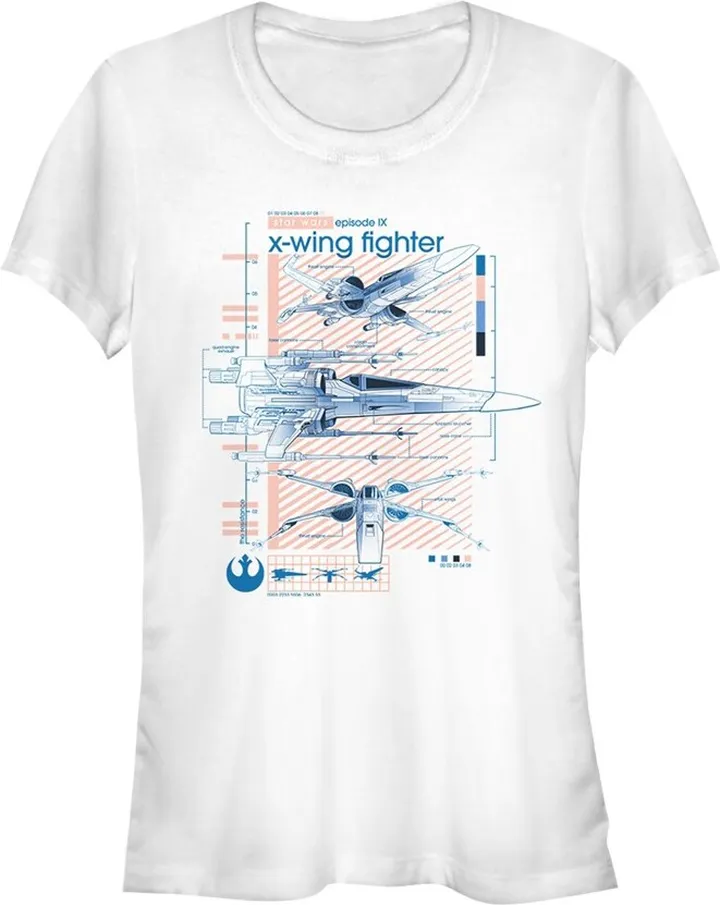 Junior's Star Wars: The Rise of Skywalker X-Wing Details T-Shirt - White - Small