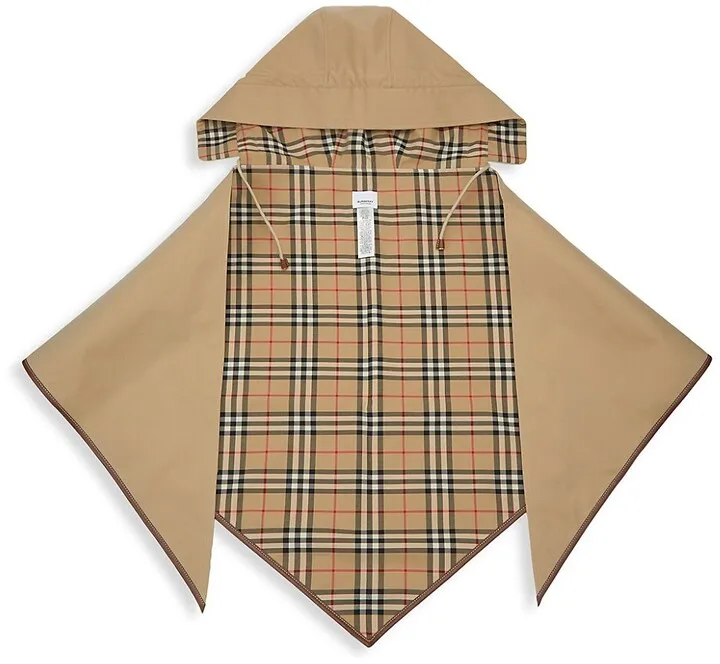 Leather-Trimmed Hooded Cape