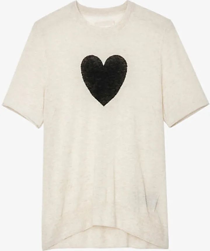 Womens Sugar Ida Heart-motif Cashmere T-shirt