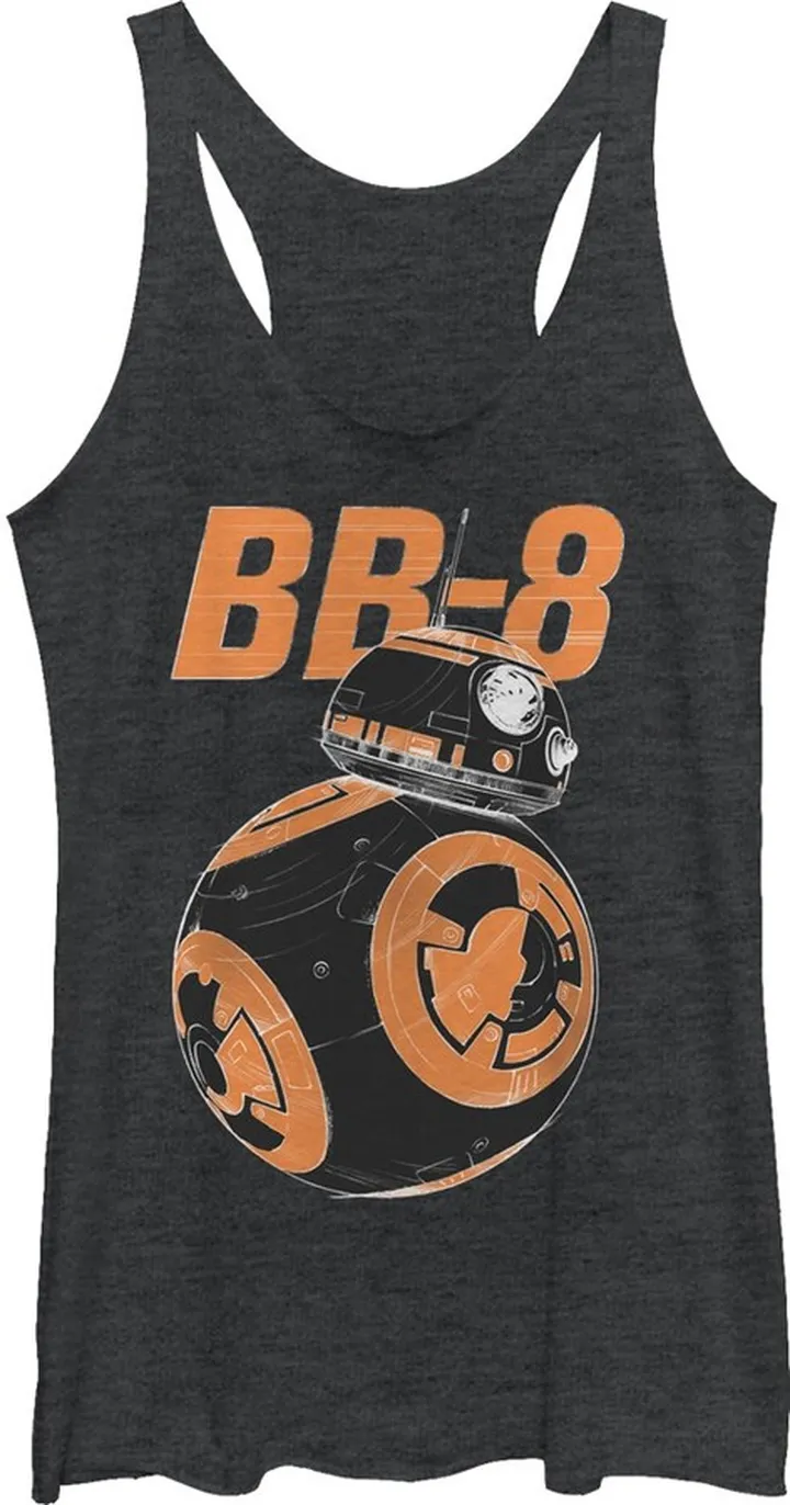Women's Star Wars The Force Awakens BB-8 On the Move Racerback Tank Top - Black Heather - Small