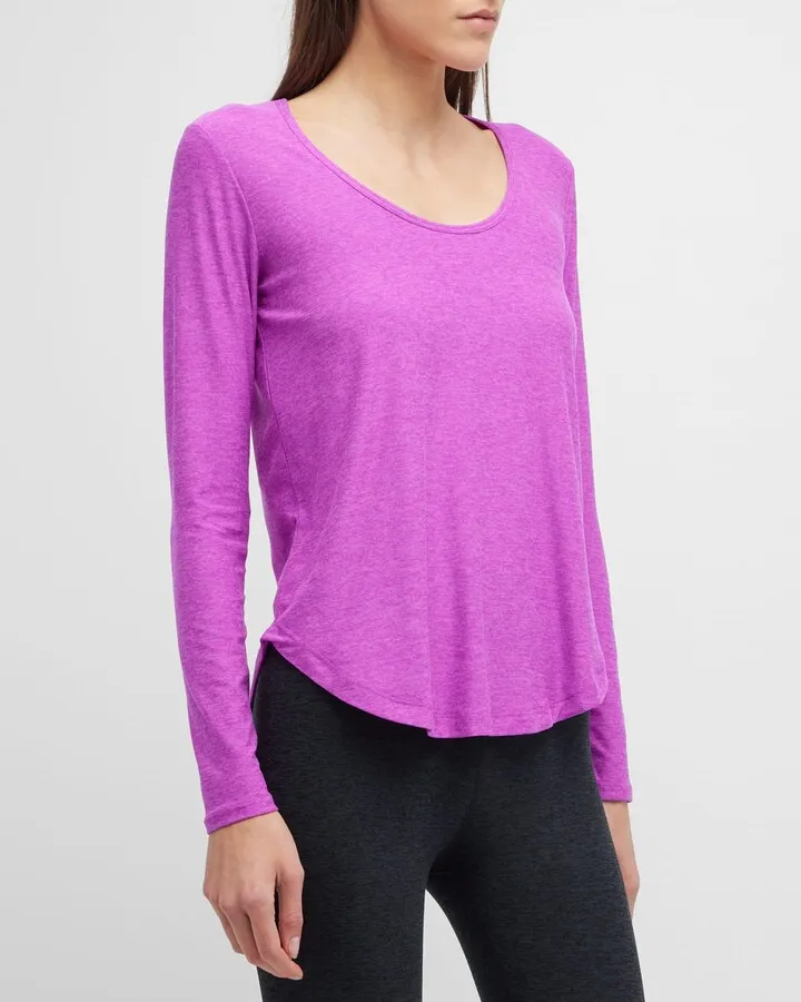 Scooped Long-Sleeve Pullover Top