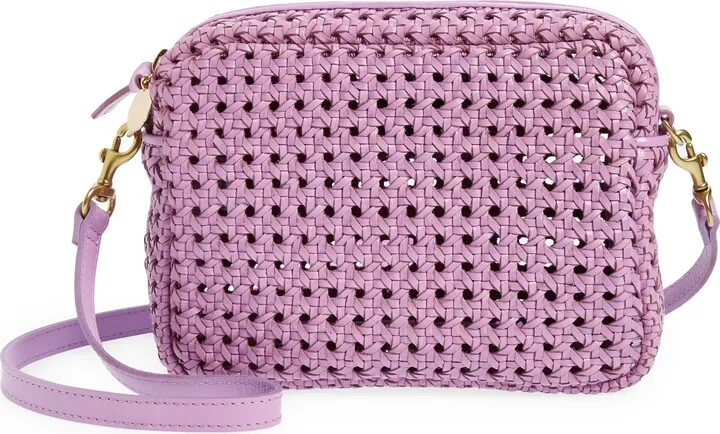 Midi Sac Woven Leather Crossbody Bag
