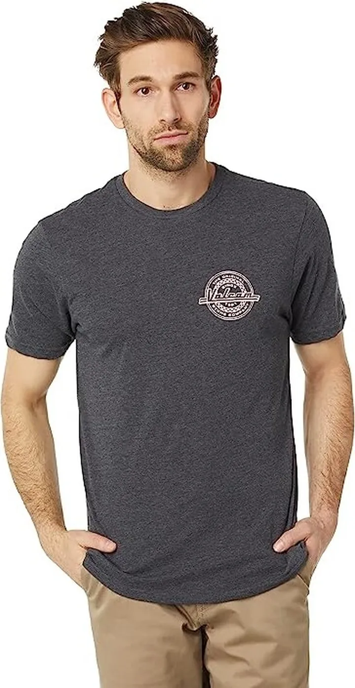 Volcom Initial Short Sleeve Tee (Dark Black Heather) Men's Clothing