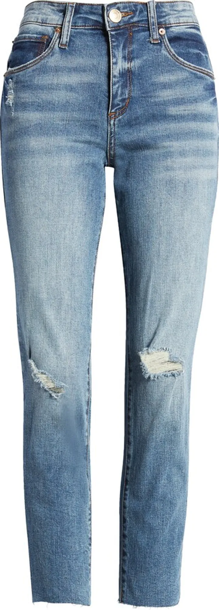 Riley High Waist Raw Hem Slim Boyfriend Jeans