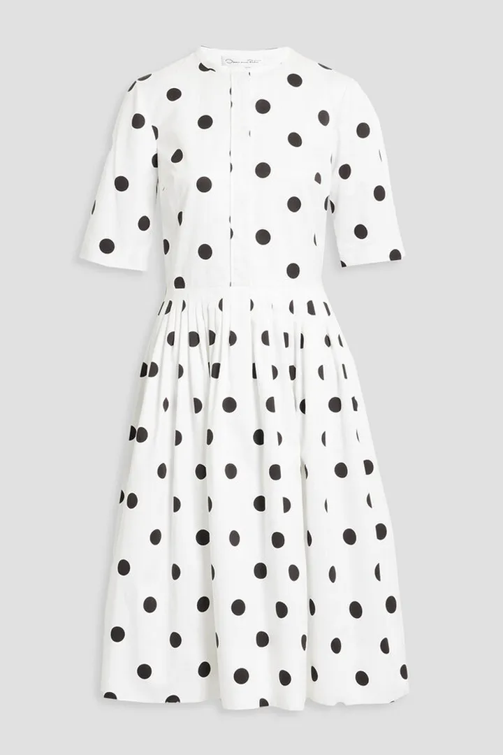 Polka-dot cotton-twill dress