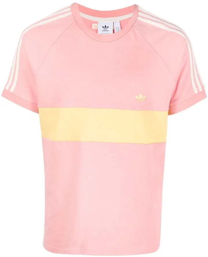 embroidered-logo striped T-shirt