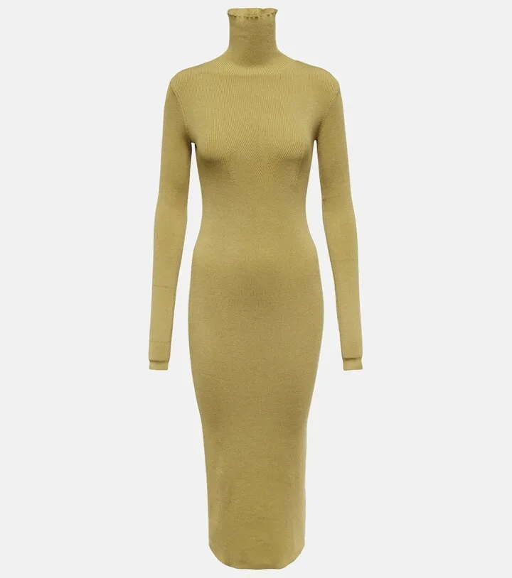 Fortis ribbed-knit turtleneck dress
