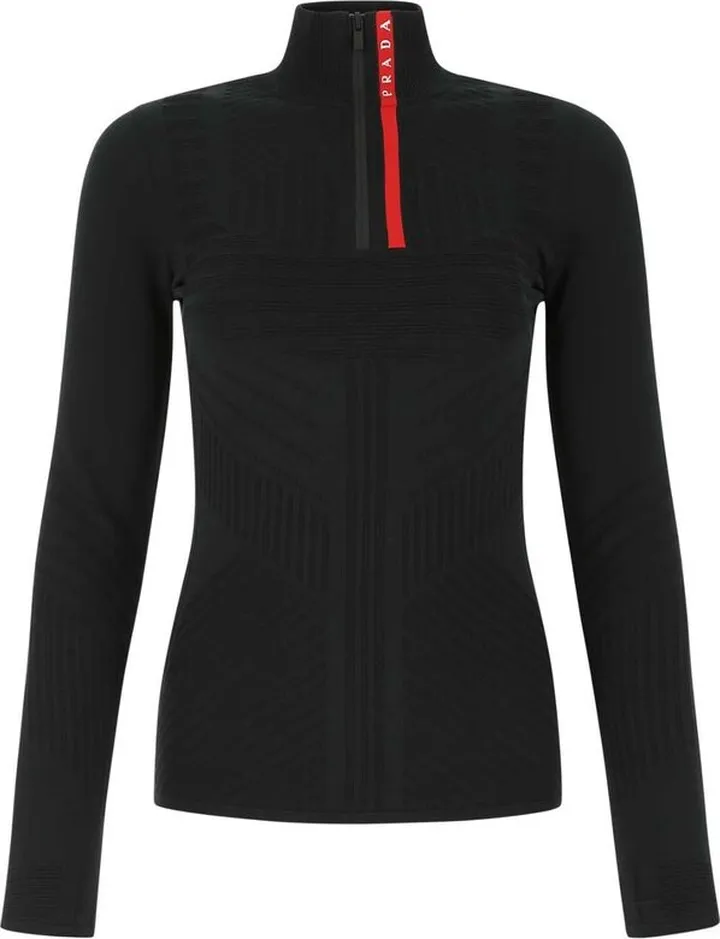 Prada Logo Patch Detailed Turtleneck Top