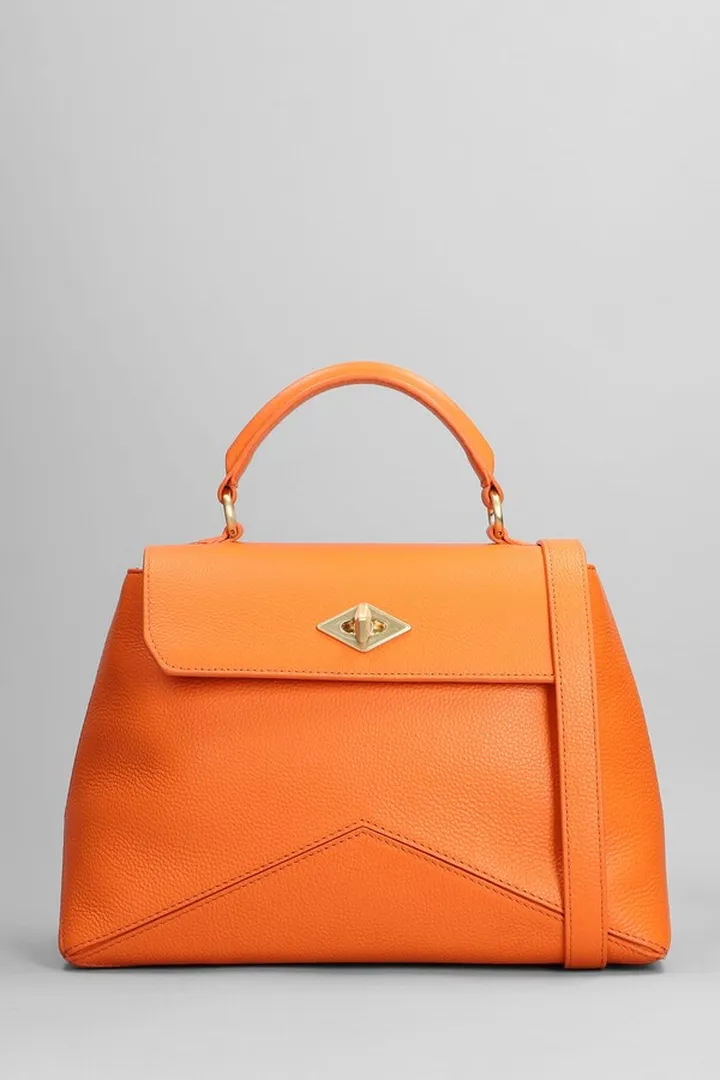 Hand Bag In Orange Leather