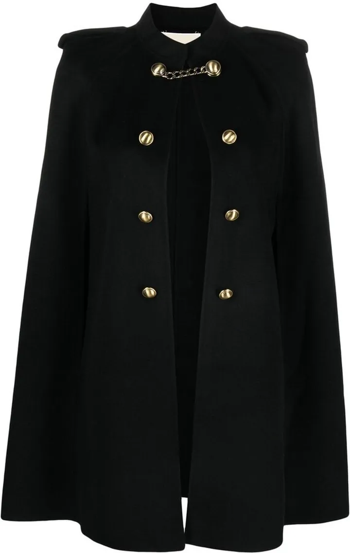 Double-Button Wool Cape