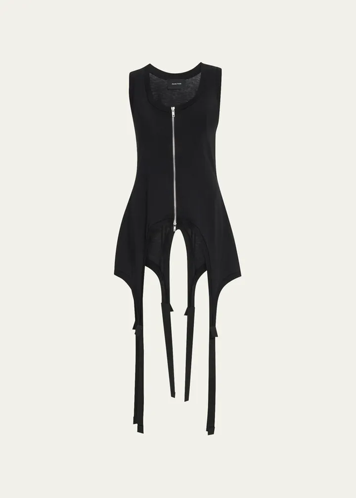 Sleeveless Zip-Up Bodysuit With Tails