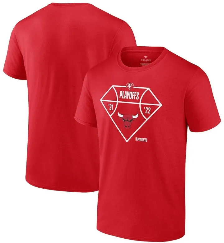Men's Fanatics Red Chicago Bulls 2022 Nba Playoffs Diamond Tip Off T-shirt