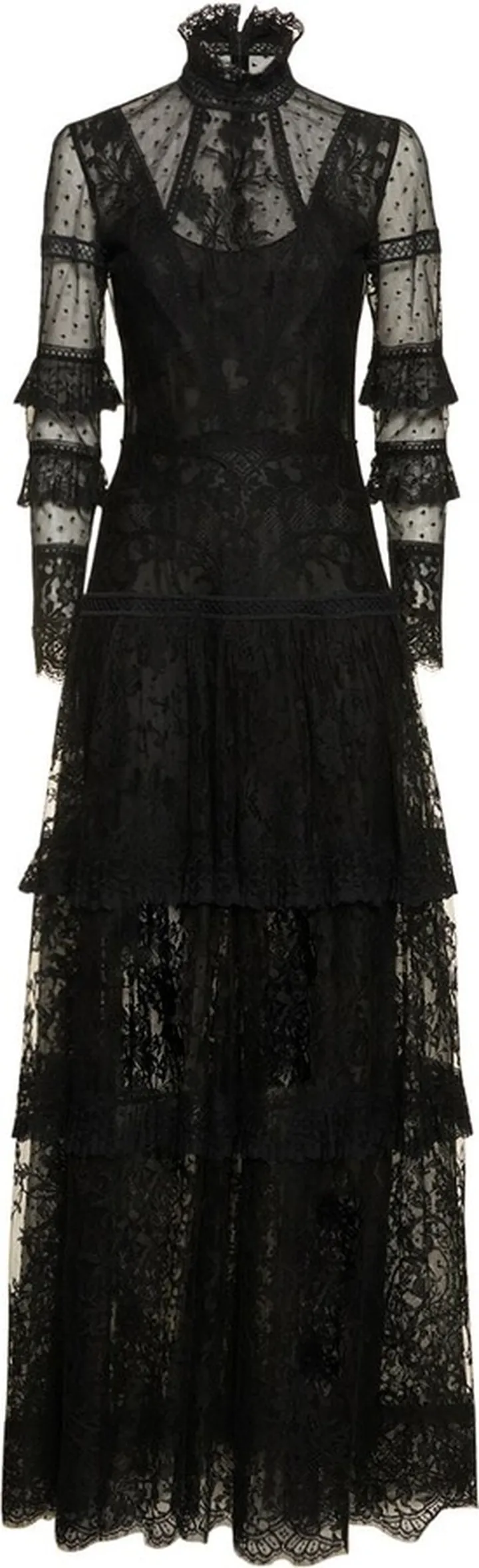 Lace tulle high neck long dress