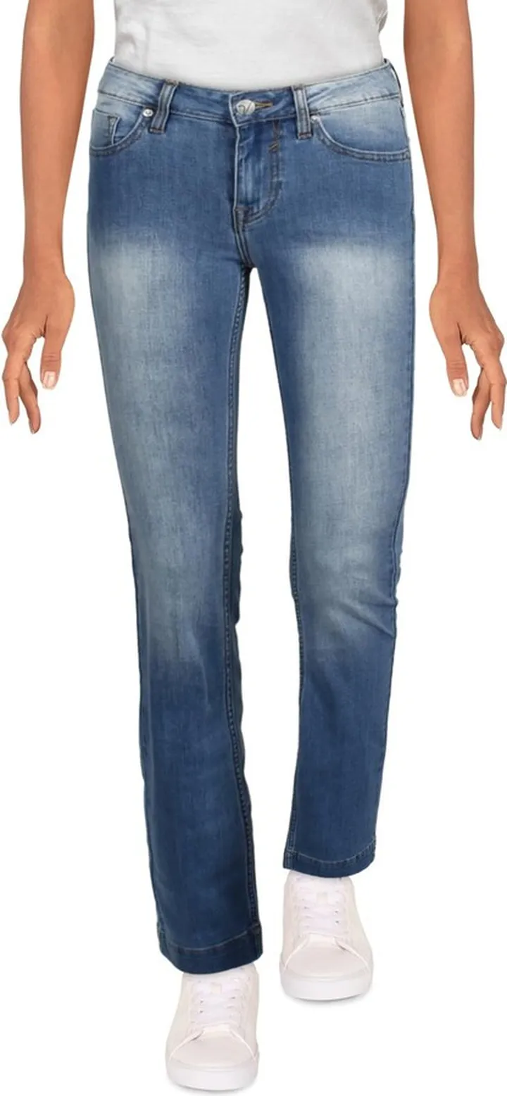 Marley Womens Mid Rise Faded Bootcut Jeans