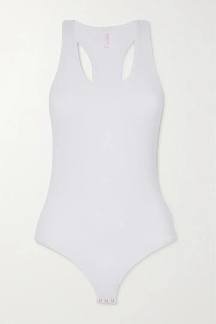Commando - Luxury Ribbed Stretch Cotton And Modal-blend Bodysuit - White