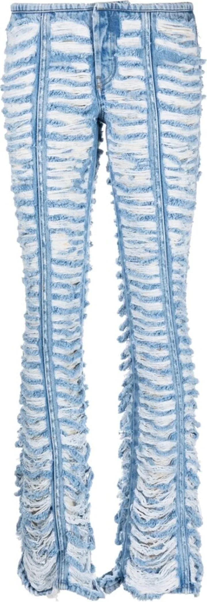Frayed-Ruching Low-Rise Jeans