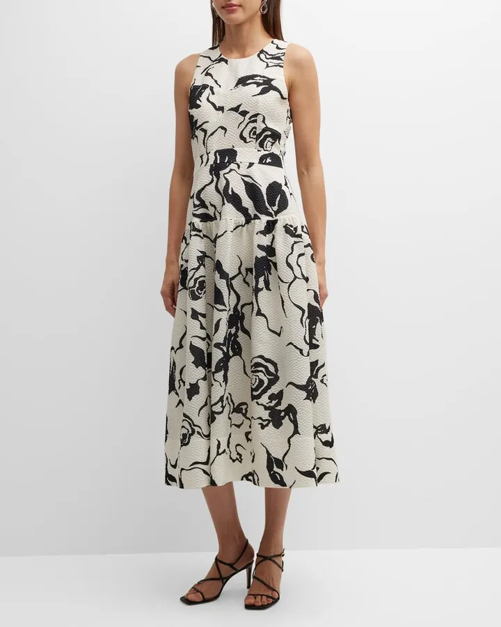 Jackie Sleeveless Bubble Matelessé Midi Dress
