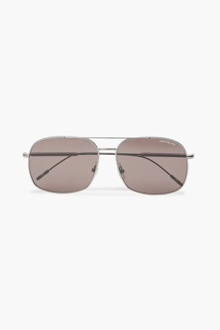 Aviator-style gunmetal-tone sunglasses