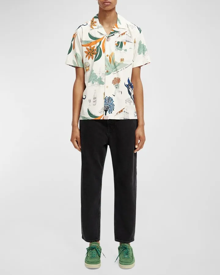 Men's Allover-Print Camp Shirt