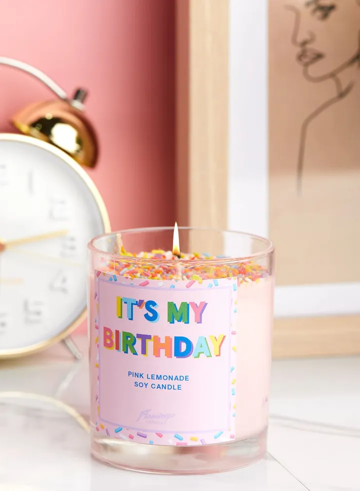 Pink Lemonade It's My Birthday Sprinkle Candle