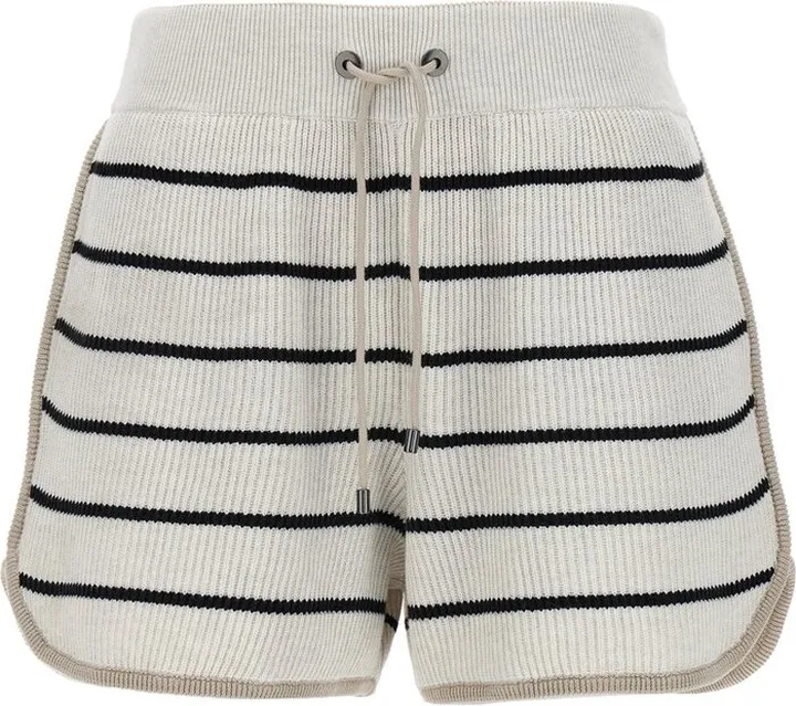 Brunello Cucinelli Striped Elastic Waistband Shorts