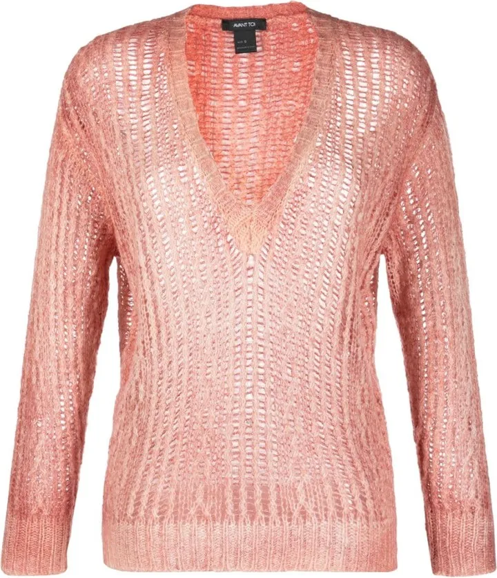 open-knit V-neck jumper