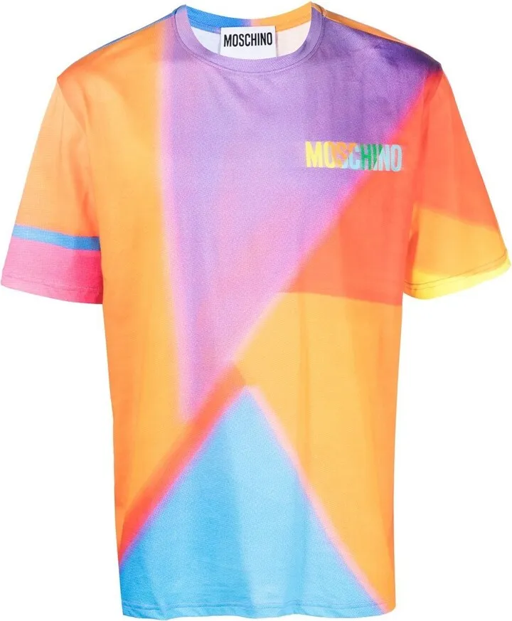 panelled short-sleeved T-shirt