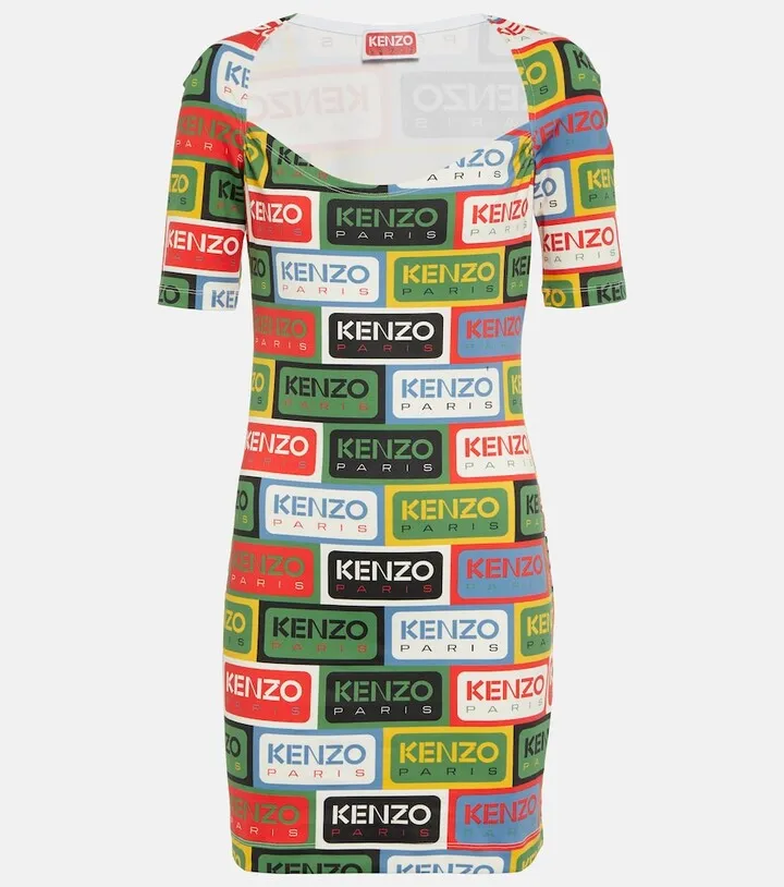 Logo printed jersey minidress