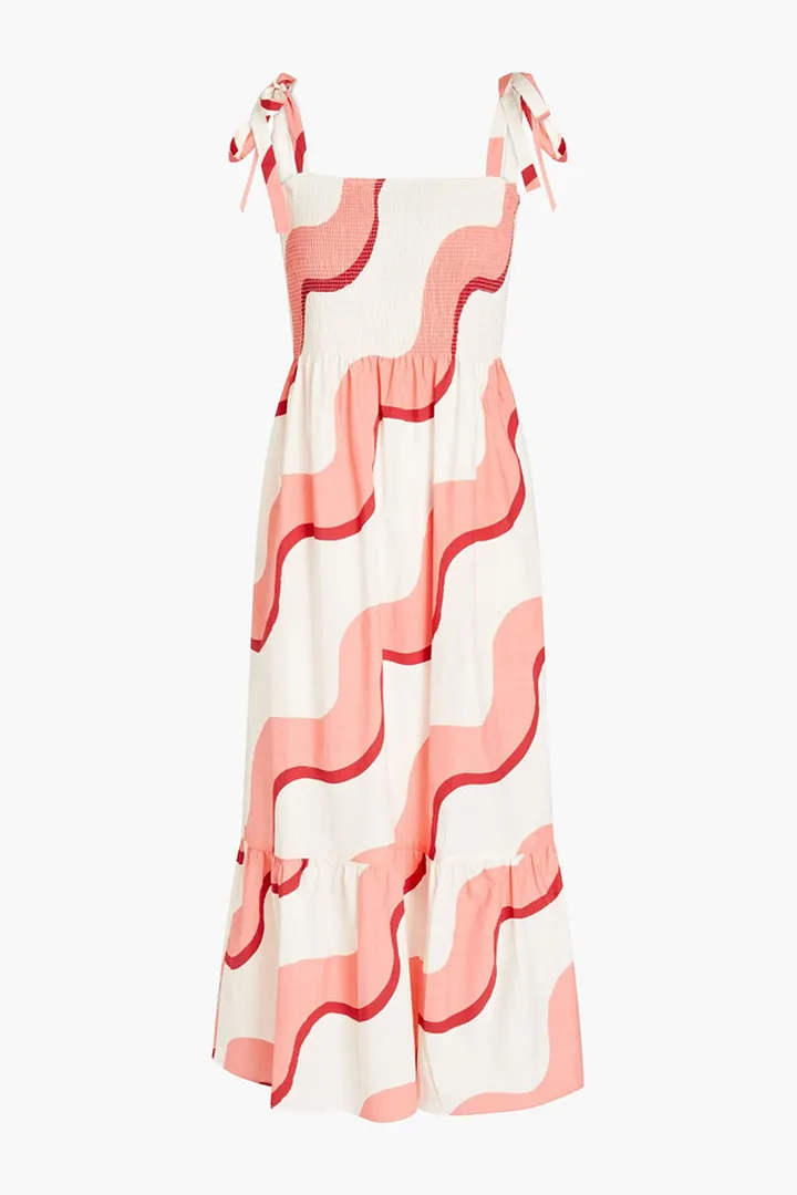 Printed cotton-poplin midi dress