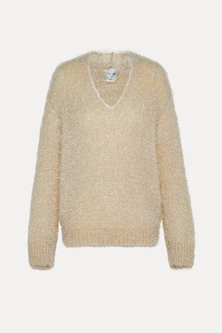 Forte Forte Sparkling V Neck Sweater - Brown