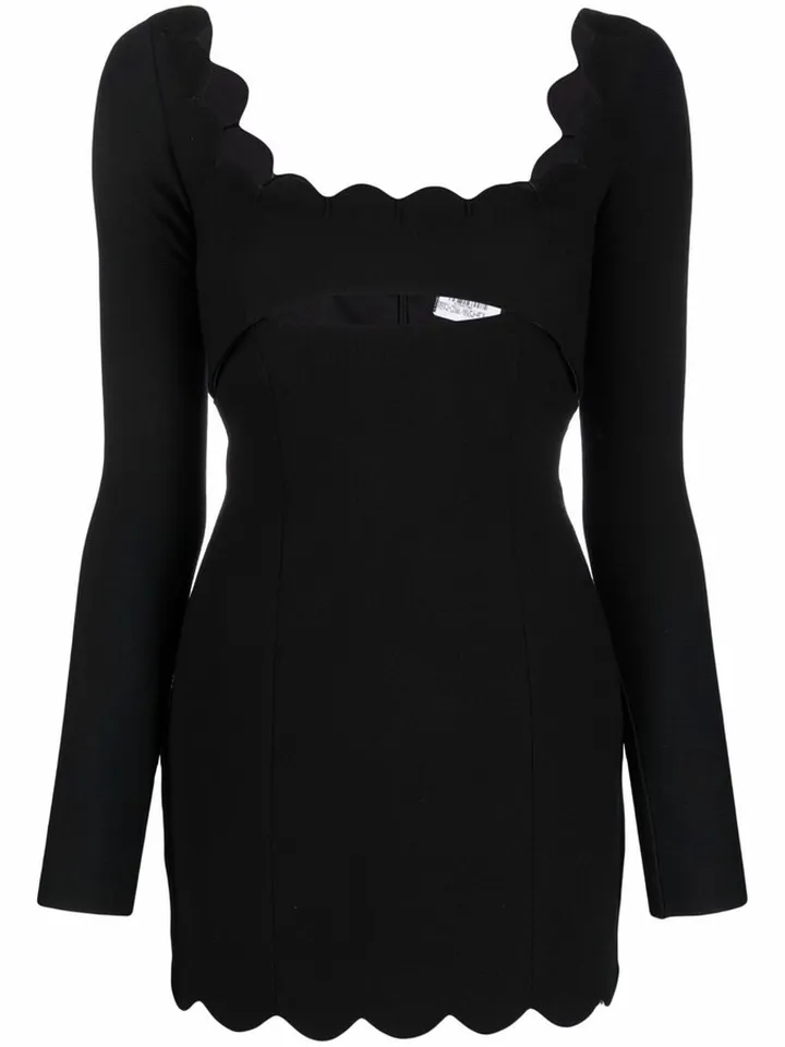 Scallop-Trim Fitted Minidress
