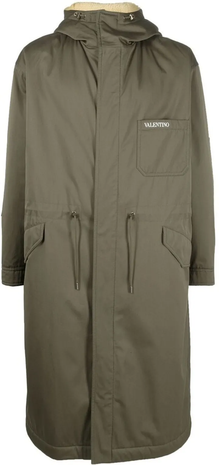 Shearling-Trim Hooded Parka Coat