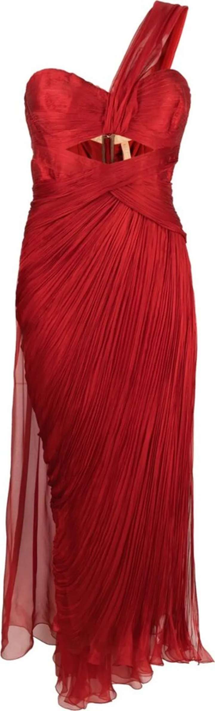 Red Amelia One-Shoulder Silk Gown