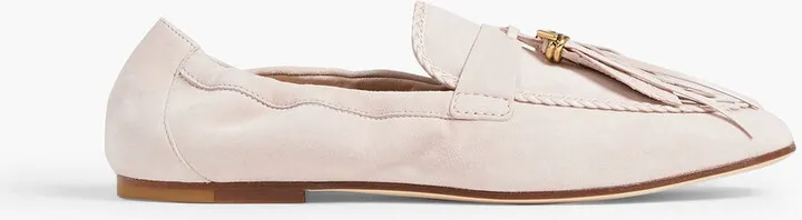 Embellished suede loafers