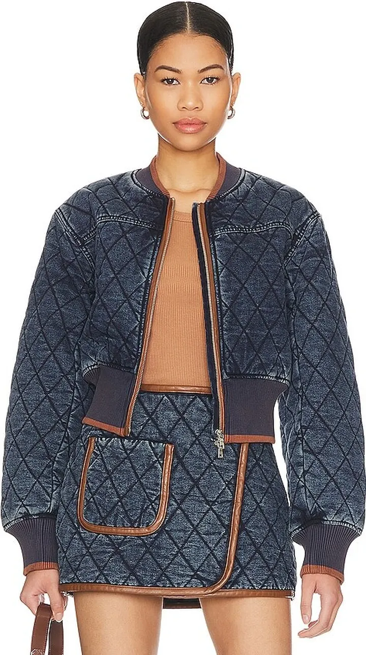 Angelika Cropped Quilted Bomber Jacket