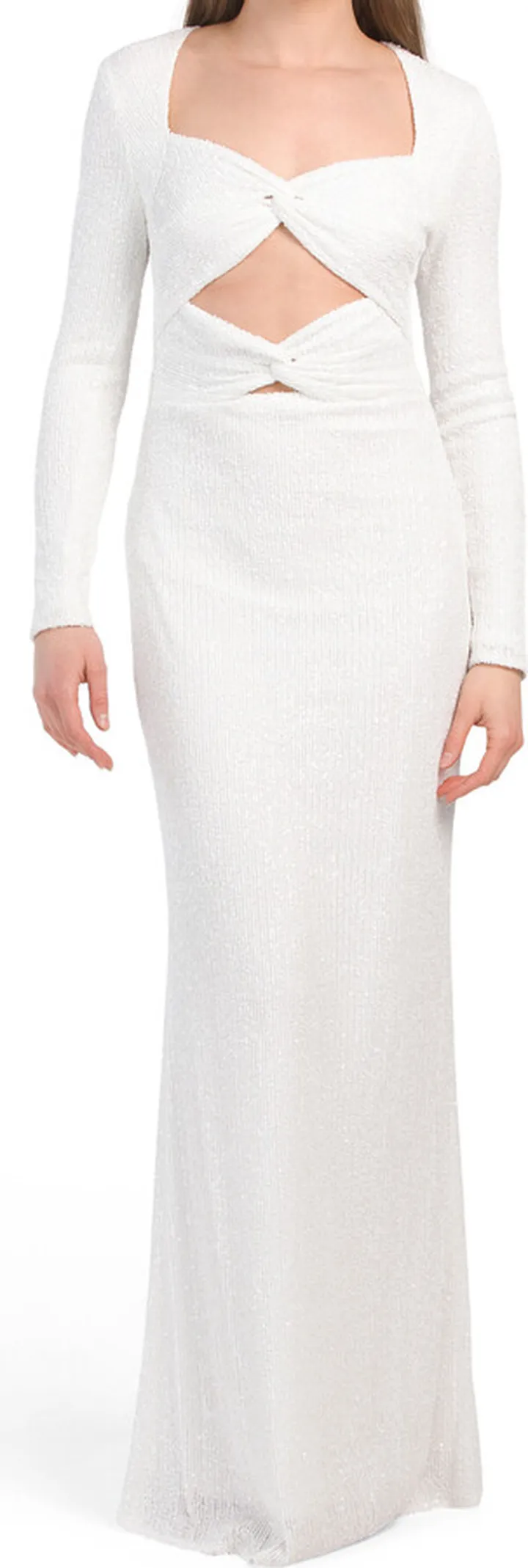 Long Sleeve Double Knot Gown With Cut Outs