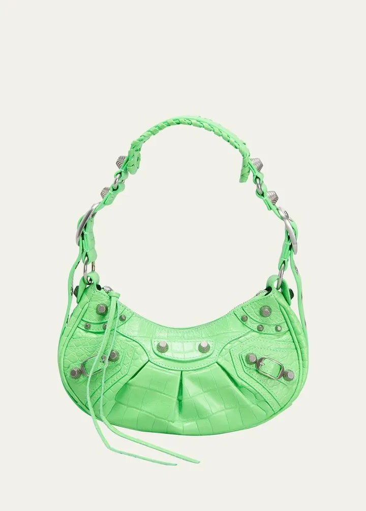 Le Cagole XS Croc-Embossed Shoulder Bag